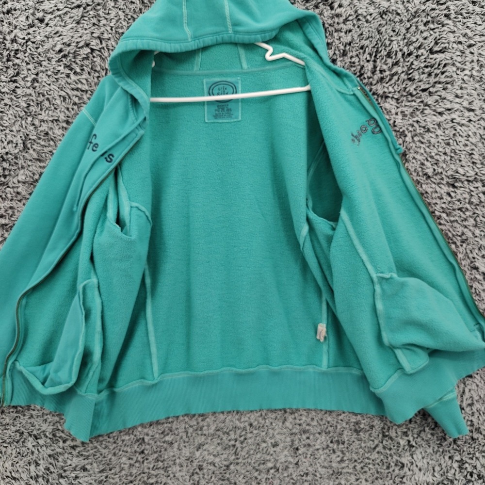 Life is Good Women Gorpcore Granola Zip Hoodie XXL Teal Relaxed Fit Fleece Logo - Picture 4 of 16